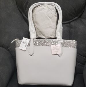 Kate Spade New York Flash Glitter Grey Tote